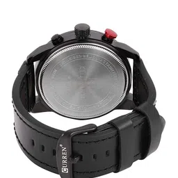 Curren Men Brass Embellished Dial & Leather Regular Straps Analogue Watch CR-8291-Bk image 4