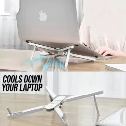 iLLESO Multifunctional Stand LAPTOP STAND & MOBILE /TAB STAND ADJUSTABLE/PORTABLE/FOLDABLE /Ergonomic Plastic Floor and Desk Stand Rotatable Laptop Stand with Adjustable Height Compatible with Universal Laptops image 2