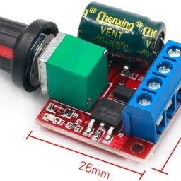 electrolight Mini 5A 90W PWM 12V-24V DC Motor Speed Controller Module DC 4.5V-35V Multipurpose Controller image 5