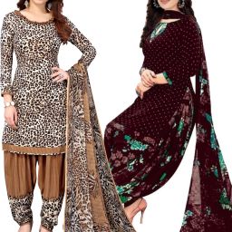 Unstitched Crepe Kurta & Patiyala Material Printed-image-2