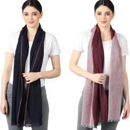 flyer Woven, Striped, Self Design, Solid Viscose, Cotton Viscose Blend Women Multicolor Stole, Scarf, Fancy Scarf-picture-31