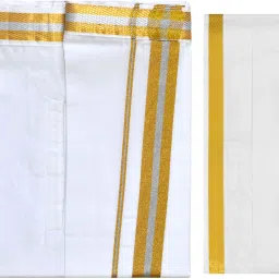 TUNI MANI Fancy White Welcro Pocket Dhoti with Towel, Adjustable Size 28-44 Inches Solid Men Dhoti-17