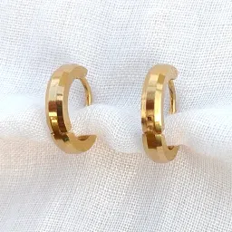 Premium Ear stud for men - gold tone glossy – 3 angle stud Gift For Him Stainless Steel Hoop Earring-image-40