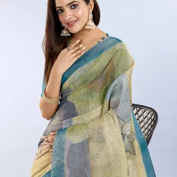 PAMPER YOURSELF Floral Printed Tissue Saree-picture-16