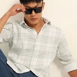 Bushirt Men Classic Checked Spread Collar Cotton Casual Shirt-picture-39