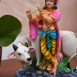 SANKALAN CREATIONS Orange Colored & Pink Lor Krishna Idol Showpiece-image-34