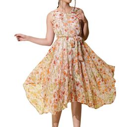 My Swag Floral Print Georgette A-Line Dress-image-67