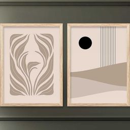 WALLLANE Brown 2 Piece Wood Abstract Wall Paintings-picture-35