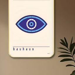 Livin'luxe Beige & Blue Bauhaus Printed Wooden Wall Painting-image-69