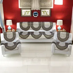 BIGGER FISH Coffee Brown Cotton Sofa Cover With Arms-image-65