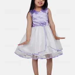 Shahina Fashion Girls Solid V- Neck Layered Fit And Flare Dress-image-43
