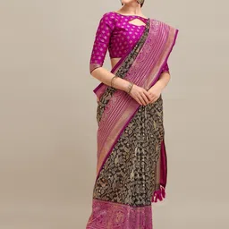 DIVASTRI Floral Zari Art Silk Banarasi Saree-43