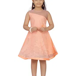 Muhuratam Kids-Girls Peach Dresses-47