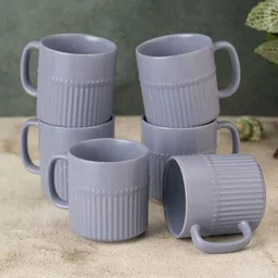 Clay Craft Fine Ceramic Crimson Blue Coffee Mugs Set Of 6, Cups For Tea & Coffee-19