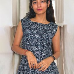 JAIPUR HAND BLOCK Women Floral Printed Round Neck Sleeveless Cotton Top-23