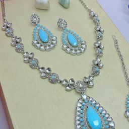 VATSALYA creation Women Turquoise Blue Jewellery Set-image-29