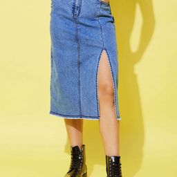 Chemistry Denim Knee Length Midi Skirt-picture-18
