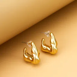 aadita Gold-Plated Contemporary Shaped Half Hoop Earrings-18