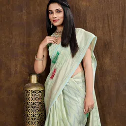 KALINI Bandhani Printed Zari Brasso Saree-image-25