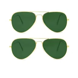 REDEX Unisex Green Lens & Gold-Toned Aviator Sunglasses-17