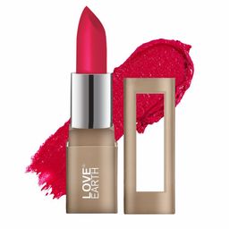 LOVE EARTH Satin Matte Lipstick Enriched With Almond Oil & Vitamin E- 3.5 g- Jam LE316-37