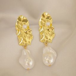DIVASTRI Gold-Plated Pearls Beaded Korean Contemporary Drop Earrings-53