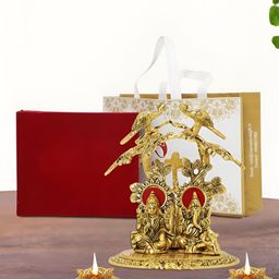 INTERNATIONAL GIFT 3 Pieces Gold-Toned Laxmi Ganesh Religious Idol Showpiece-image-73
