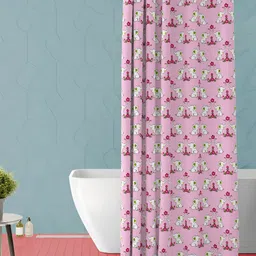 ArtzFolio Pink & White Printed Waterproof Shower Curtain-image-12