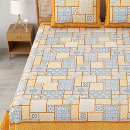 MAFATLAL Sanskriti White Printed Pure Cotton 144 TC King Bedsheet Set 2.34 m x 2.7 m-image-48