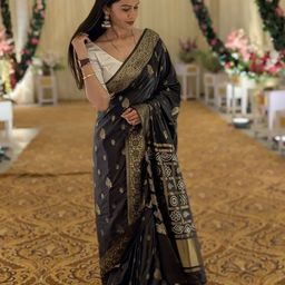 Mitera Women Ethnic Motifs Printed Zari Traditional Banarasi Saree-picture-17