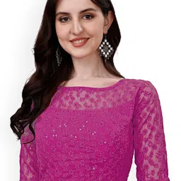 HERE&NOW Embroidered Round Neck Readymade Saree Blouse-picture-21