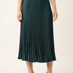 LookShine Pleated A-Line Midi Skirt-image-55