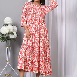 IQRAAR Women Floral Printed Round Neck Fit & Flare Maxi Dress-image-50