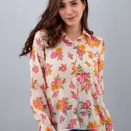 PRETTY LOVING THING Floral Print Chiffon Shirt Style Top-image-47