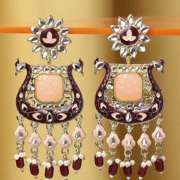 Anouk Kundan Studded Contemporary Drop Earrings-35
