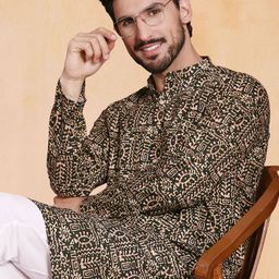 Jompers Men Ethnic Motifs Embroidered Kurta-picture-0