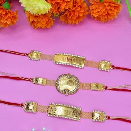 MEIRA JEWELLERY 5-Pcs Rakhi With Roli Chawal & Greeting Card-image-63