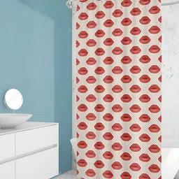 ArtzFolio Red & White Printed Waterproof Shower Curtain-image-87