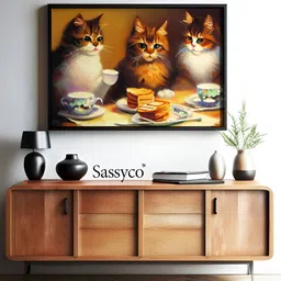 Sassyco Brown & White 1 Piece Canvas Birds and Animals Wall Paintings-picture-14