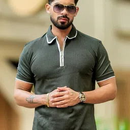 Maniac Men Colourblocked Polo Collar Slim Fit T-shirt-image-10