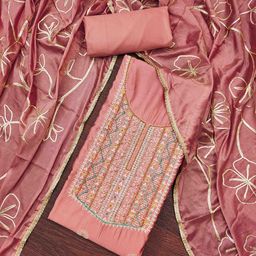 KIMISHA Embellished Pure Cotton Unstitched Dress Material-image-89