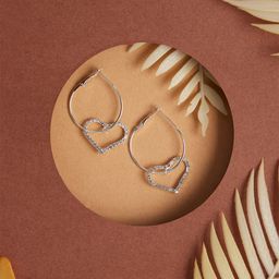 PRITA Priyaasi Silver-Plated Artificial Stones Studded Contemporary Drop Earrings-53