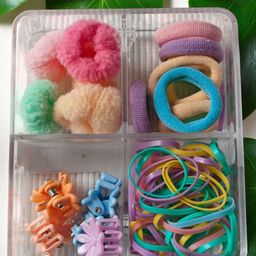 LYTIX Girls Pack Of 30 Soft Elastic Bands Hair Ties & Mini Claw Clips - Assorted-image-37