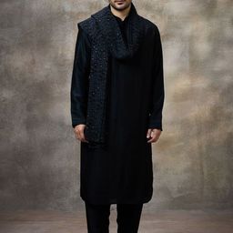 Rivaar By Rocky Star Mandarin Collar Kurta With Pyjamas-image-100
