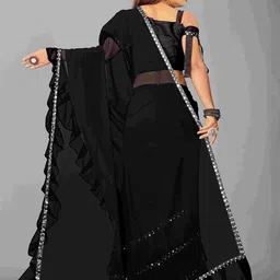 limtd Sequinned Pure Georgette Saree With Unstitched Blouse Piece image 4