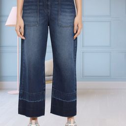 R.Code by The Roadster Life Co. Women Flared High-Rise Low Distress Light Fade Jeans-picture-7