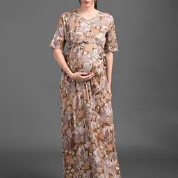 GOLDSTROMS Women Abstract Printed Maternity Maxi Dresses-image-5
