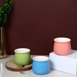 TAYHAA Blue & Green 3 Pieces Textured Pastel Bliss Ceramic Planters-24