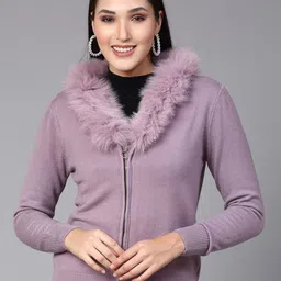 Mafadeny Women V-Neck Fuzzy Cardigan-picture-29