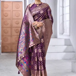MORDEN MUSE Woven Design Zari Banarasi Saree-picture-13